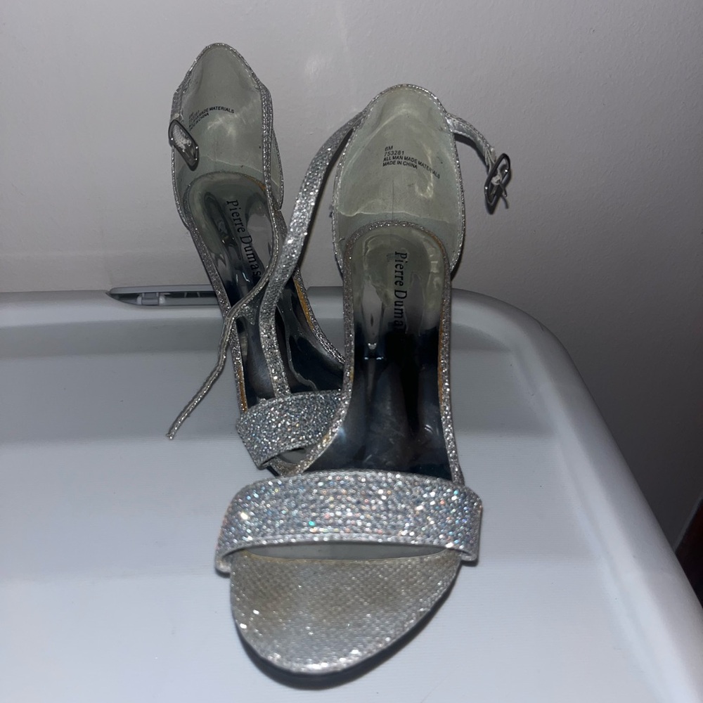 Pierre Dumas Silver Glitter Heels